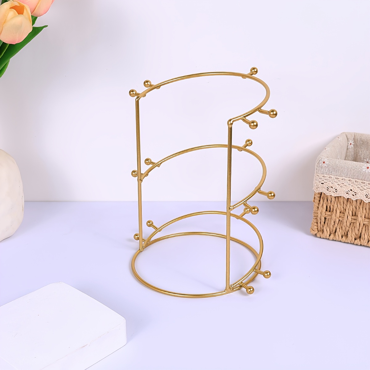 TEMU 3-tier Display Stand, Hollow Iron Alloy Bridal Tiara , Antique Phoenix Crown Prop For Film, Photography, Storage, Wedding Decor, Valentine's Day, , Ramadan