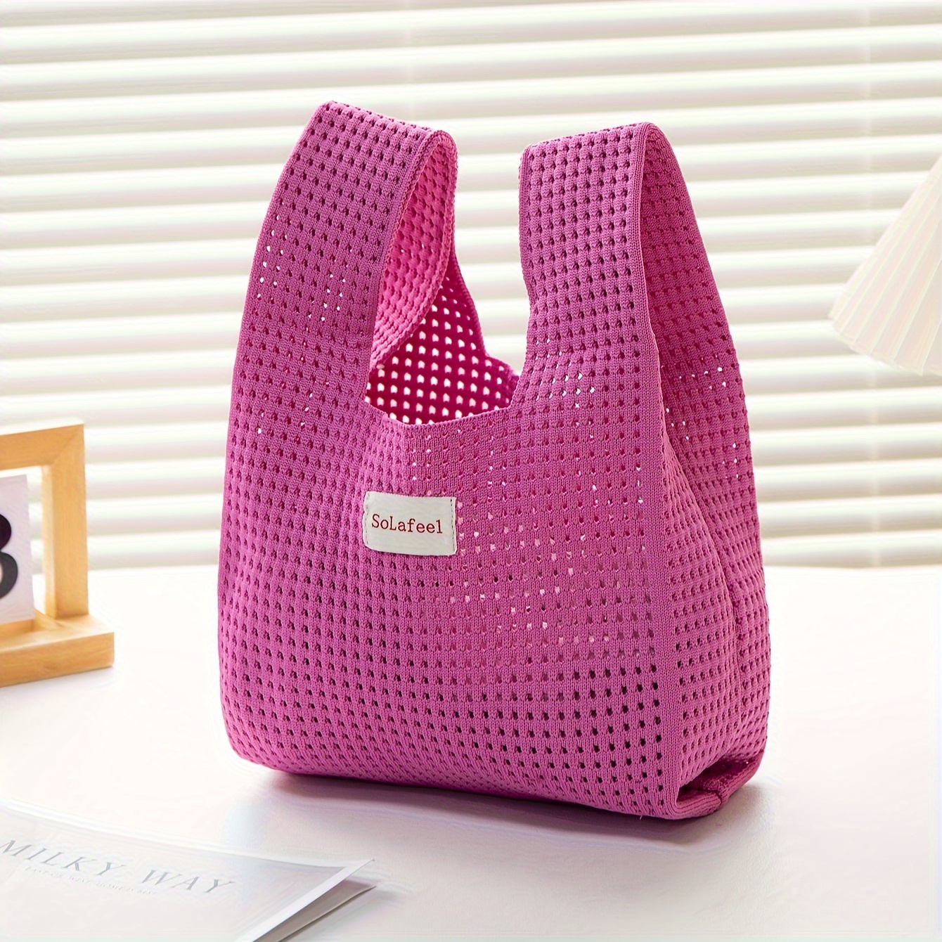 

Women's Versatile Small Unique Design Sweet Fresh Knit Mini Phone Bag, Single-shoulder Tote Handbag