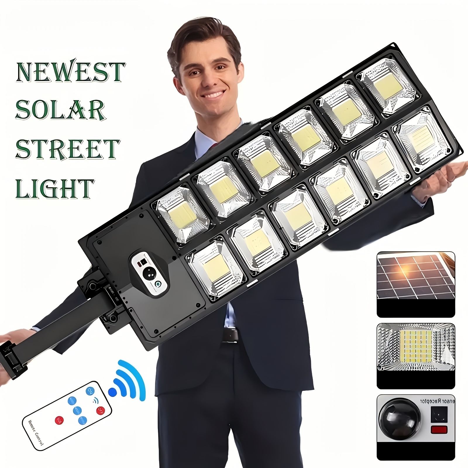 

1pc Solar Street Light, Solar Street Light Smart Light Control From , Angle Adjustable, Solar Flood Light ( Motion Sensor And Remote Control) For Commercial Area Lighting Field