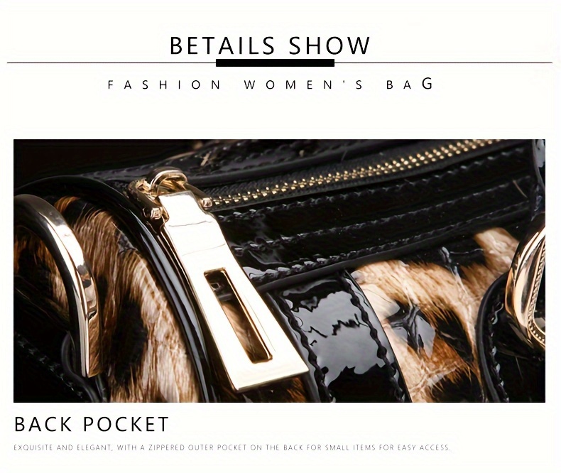 luxury genuine faux leather womens handbag spacious stylish with adjustable strap animal print design zip closure details 13