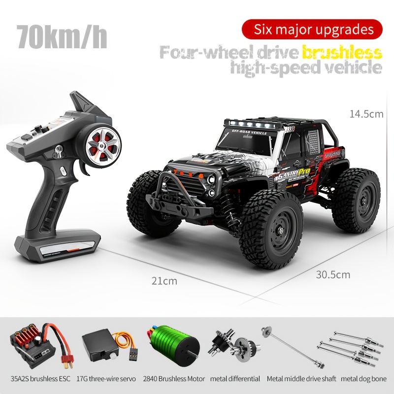 TEMU Of 70 Km/h, 2.4g 1:16 Drive Brushless Off-road Vehicle, Featuring A Realistic Design, Ideal As A Birthday Gift