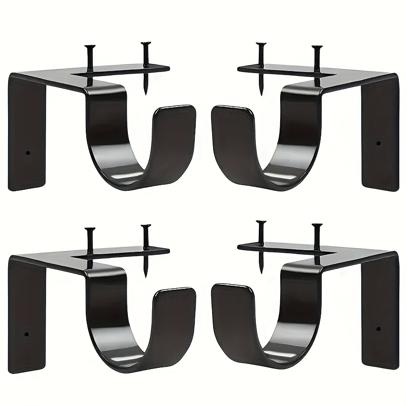 TEMU 4/8/12pcs No Drill Curtain Rod Brackets, Adjustable Metal Heavy Duty Curtain Rod Holders, Screwless Curtain Rods Hooks For Home