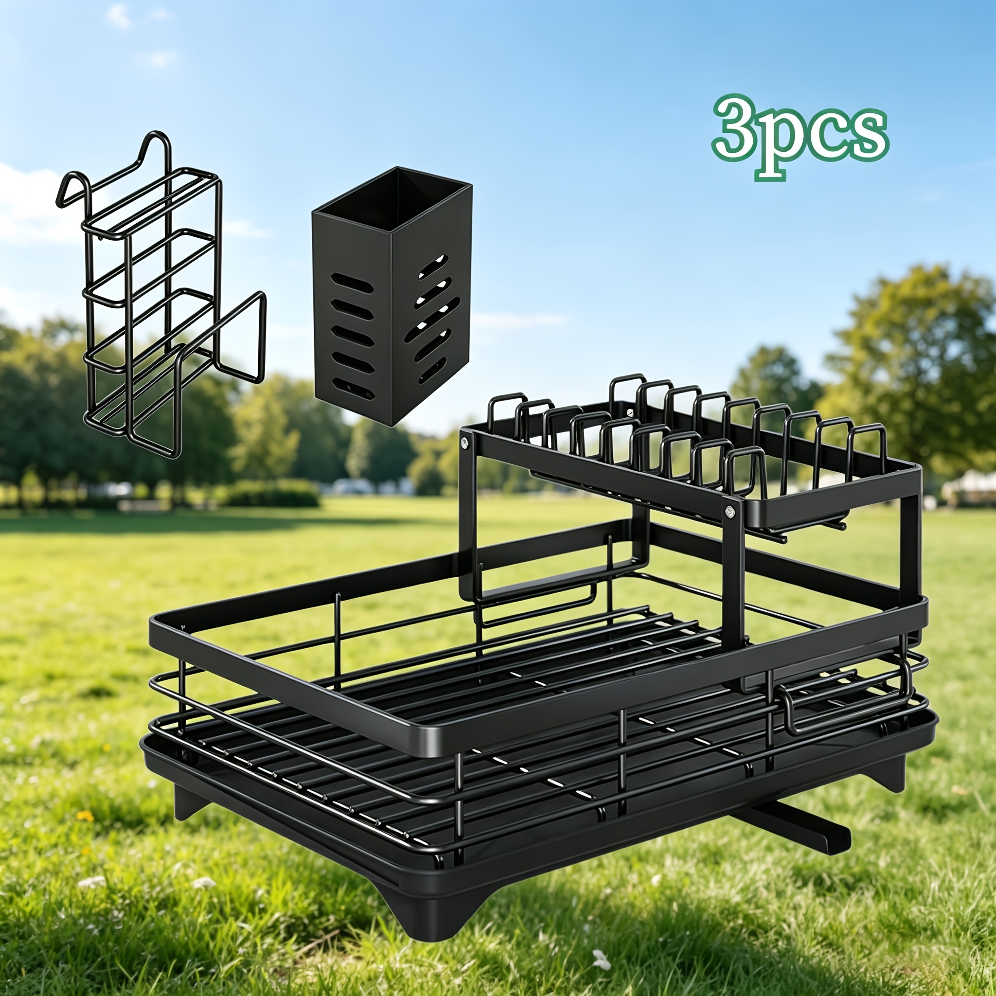 Image of This Multi-functional Storage Rack, Designed For The Sink Side, Is Your . It Integrates Dish Drainer, Chopsticks, Knife And Fork Storage, And Cutting Board Storage Space