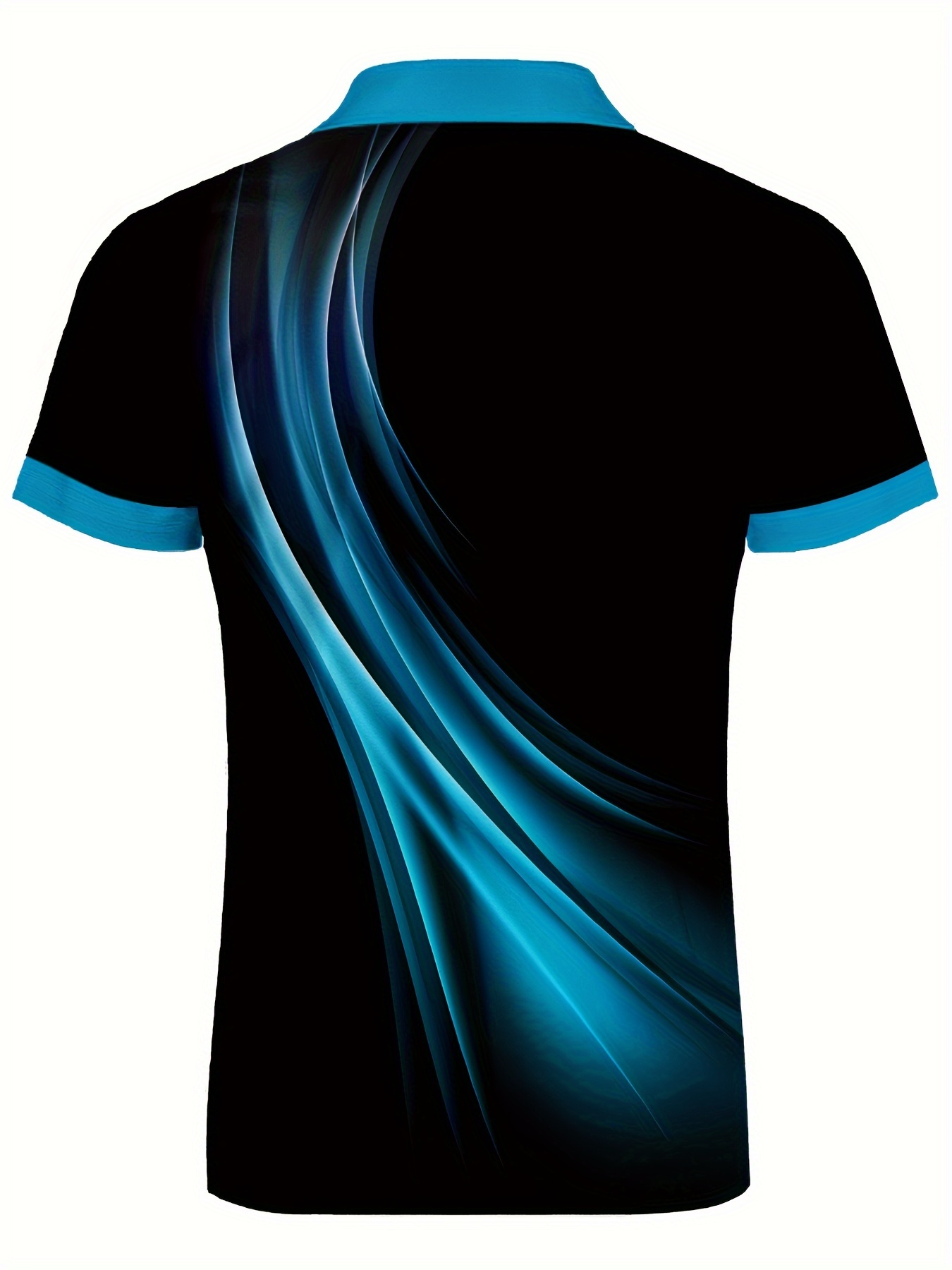 Plus Size Men's Golf T-shirt, Popular Retro Style Blue Lines Geometric Elements Design Print Short Sleeve Tennis Tees For Summer, Casual Trendy Tops For Males, Leisurewear For Big & Tall Guys