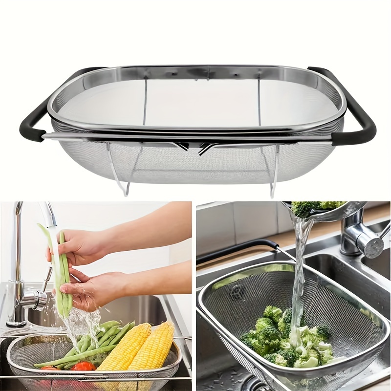 

1pc/2pcs/6pcs/8pcs Stainless Steel Filter Mesh And Drain Basket - Vegetables And Kitchen Accessories With A Fruit Basket