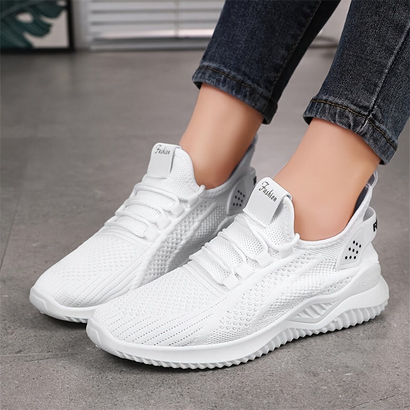 womens breathable knit sneakers lightweight low top lace  display picture 1