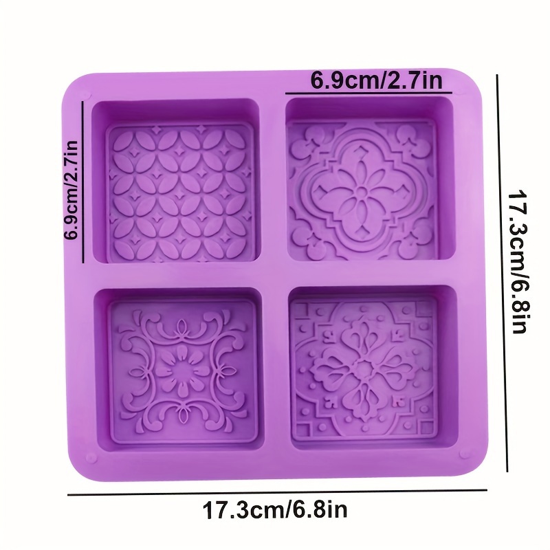 TEMU 4-piece Pattern Soap , Diy , Purple Silicone Soap