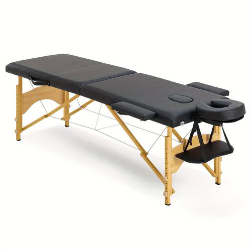 massage table massage bed portable lash bed wooden legs spa bed table tattoo black 2 folding