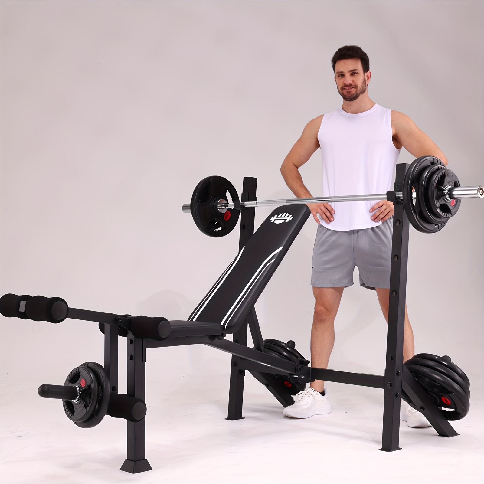 Press Free Weight And Bench Set Adjustable Foldable Weight Bench
