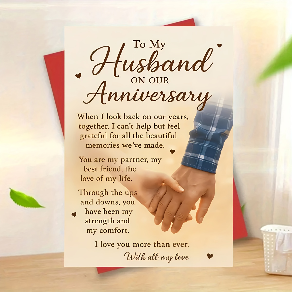 1pc anniversary card for husband   message with elegant red envelope   paper thoughtful gift for husband anniversary celebration yearly milestone keepsake anniversary gifts for husband   design fine      