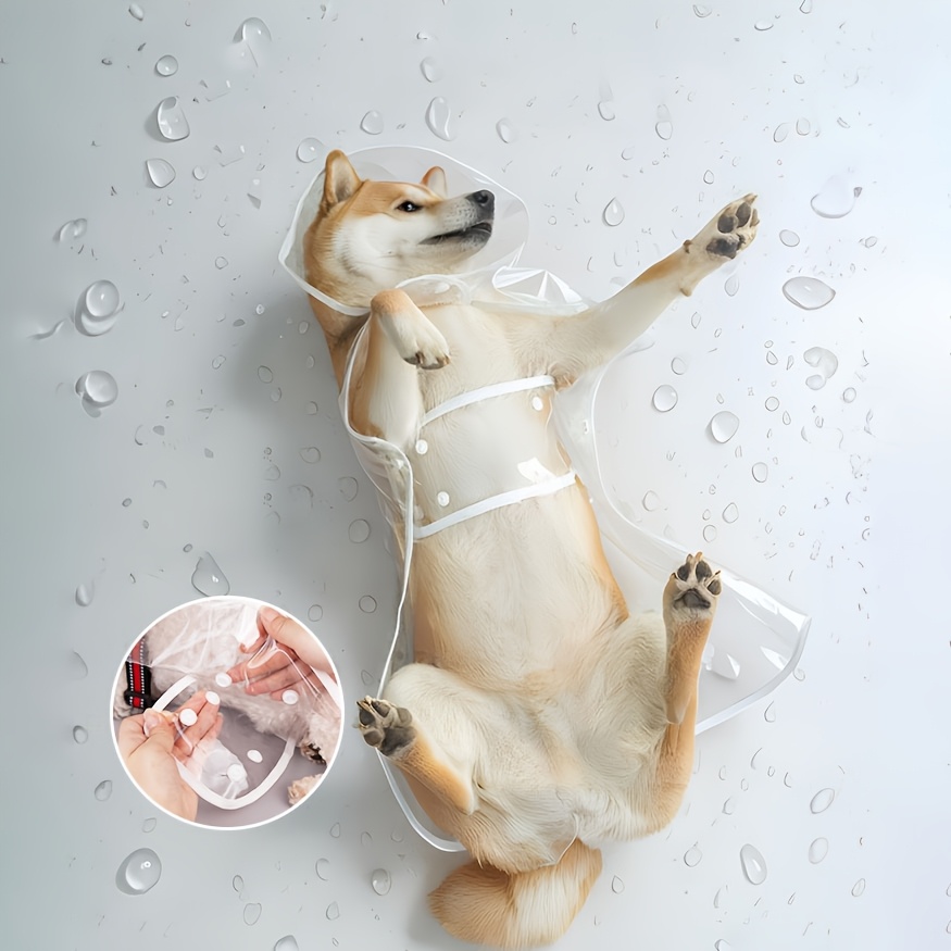 transparante pvc hondenregenjas - waterdicht, ademend, verstelbare band voor kleine tot    , ideaal voor golden retrievers, teddy, bichon - perfect voor regenachtige wandelingen, hondenregenbenodigdheden | transparante regenjas | verstelbare bandsluiting 5