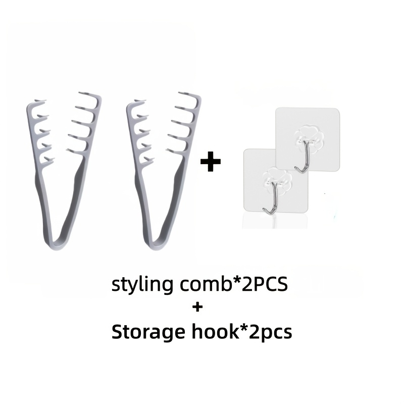 TEMU Set da 4 pezzi (2 spazzole per capelli con texture soffice e 2 ganci per riporre) - Presa salda, design a a tutti i tipi di capelli