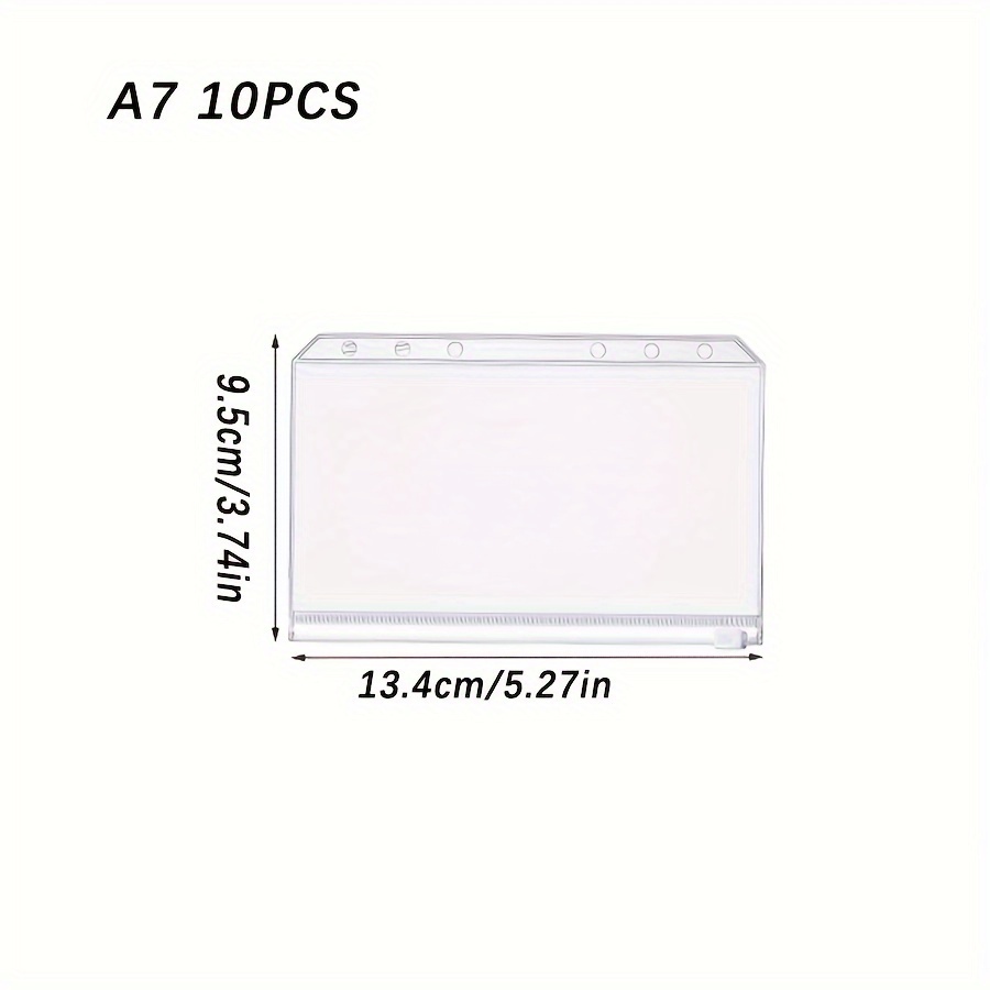 E-shop 10 Stück A6 A7 Ordner 6-Loch Ordner Tasche Budget Ordner Umschlag Transparent Bargeld Umschlag Transparent PVC Reißverschluss Ordner Tasche