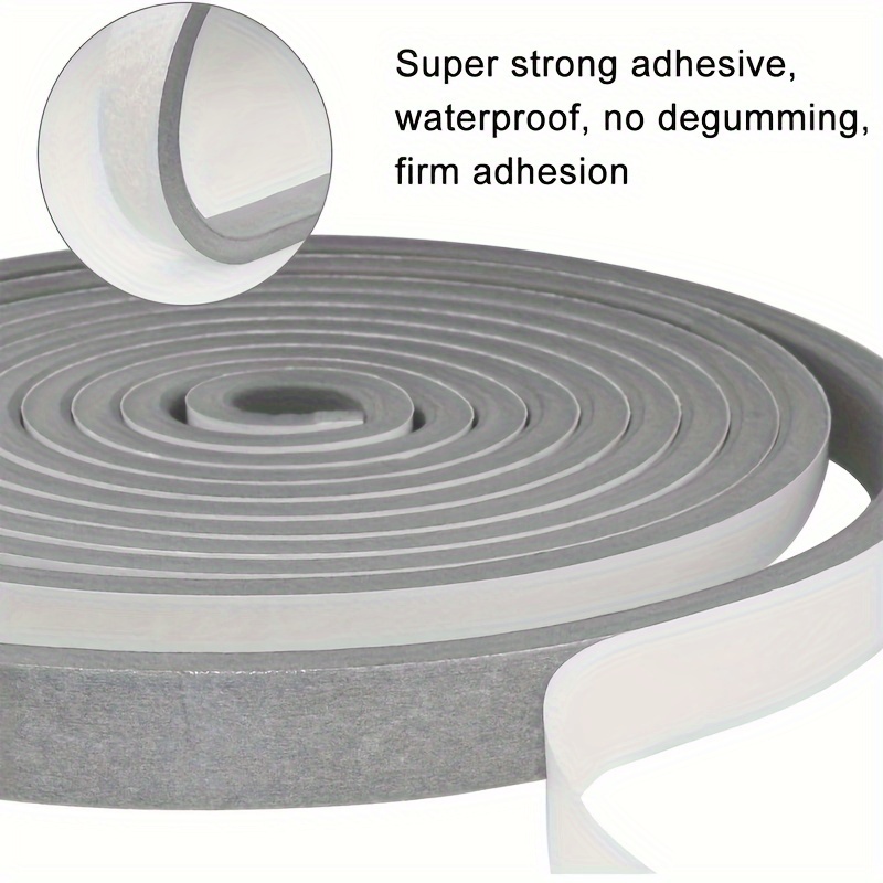 Image of 33ft/10m Self-adhesive Foam Sealant Tape, 12mm (w) X 6mm (d), Weatherproof, Shockproof, Soundproof Door & Window Seal, Grey/black, 10m Total Length (5m 2) - Home Decor, Kitchen Supplies