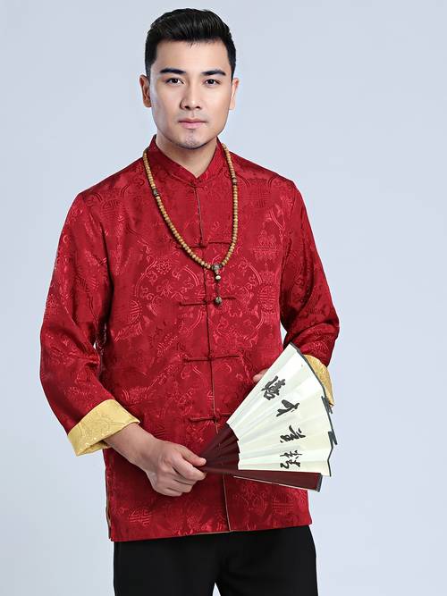 item picture spring and autumn mens double faced long sleeve shirt chinese fu mens long sleeve shirt tang suit mens stand collar casual hanfu performance attire stage costume wedding chinese size chinese size