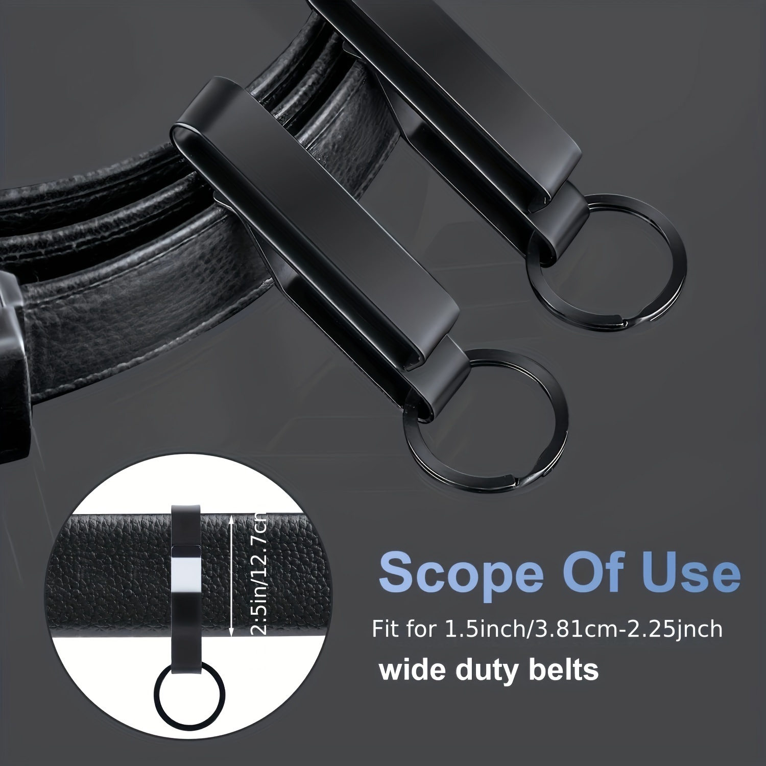 2Pcs Heavy Duty Key Holder Belt With 4Pcs Metal Key Rings, Stainless Steel Keychain For Men, Key Clip For 3.8-5.7cm Width, Ideal Choice For Gifts details 0