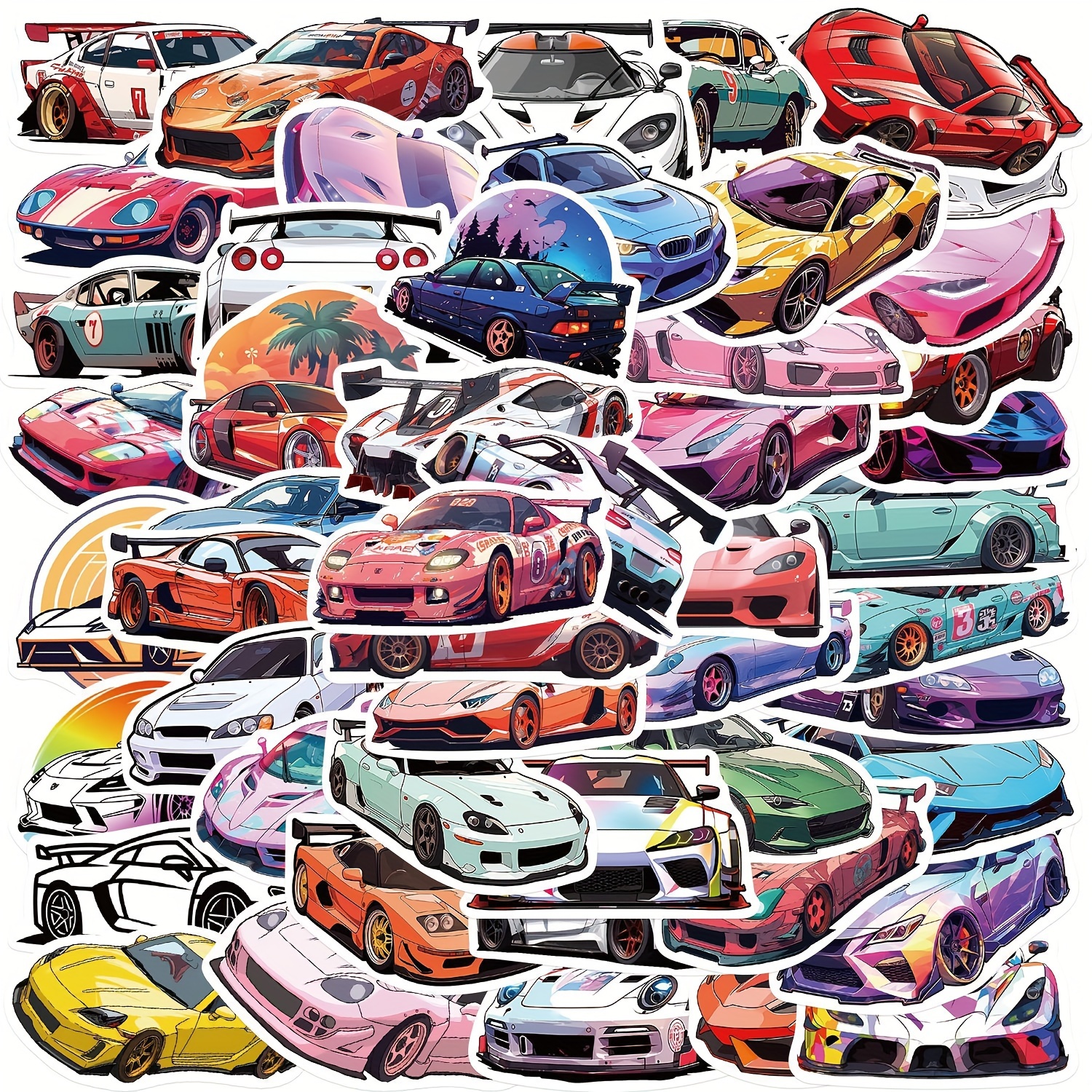 

200pcs Jdm Racing Cars Stickers For Laptop, Sport Car Waterproof Stickers For Water Bottles, Skateboard, Guitar, Helmet, Gift For Adults