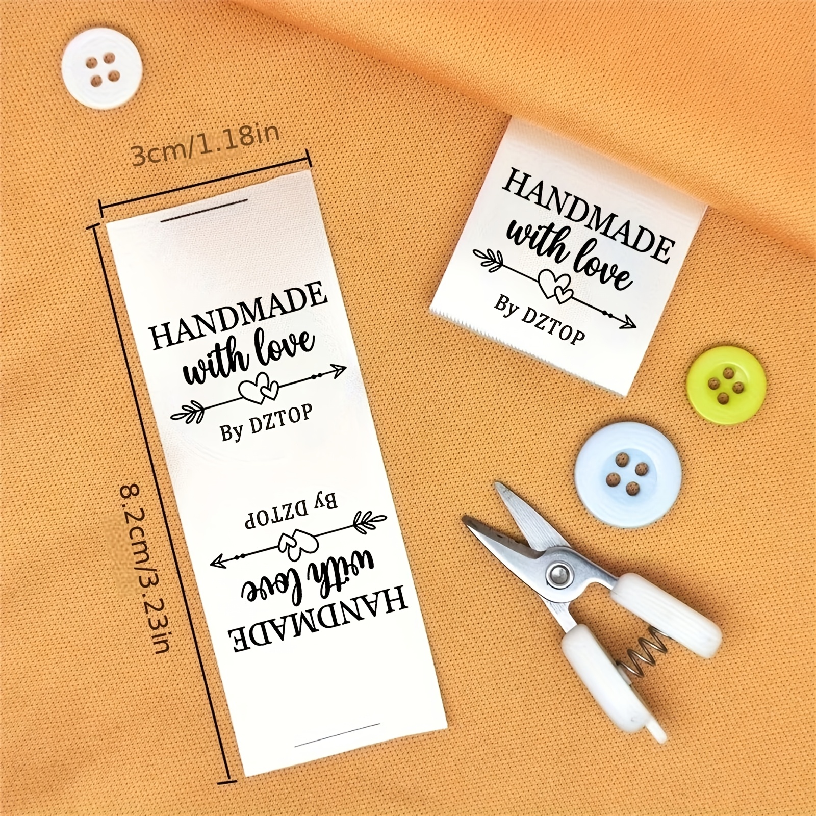TEMU 48pcs Customizable Satin Fabric Tags, Handmade Heart-shaped Labels, Suitable For Personalized Sewing Labels On Knitwear, Crochet Works, And