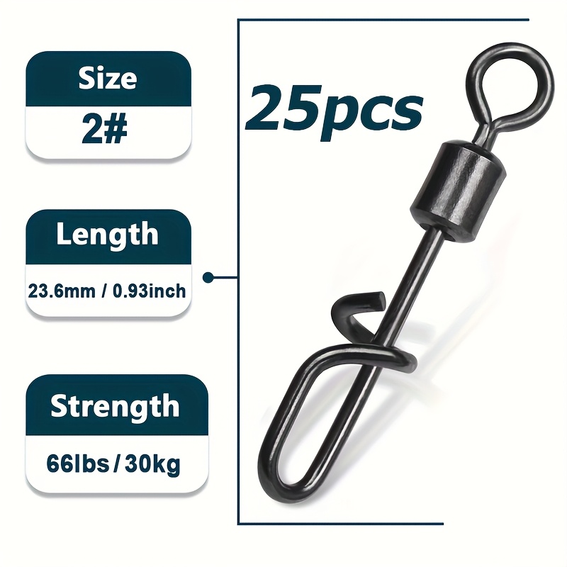 9km Snap Fishing Swivels 25/50/100pcs Stainless Steel Coastlock Snap Saltwater Fishing Hooks Lure Quick Connect Fishing Rolling Swivels