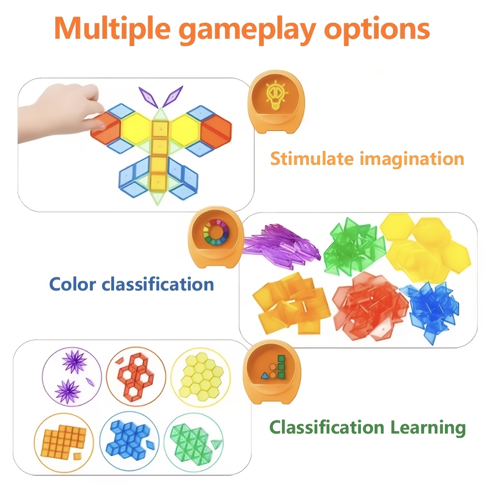 Translucent Pattern Blocks for Educational Light Table Play