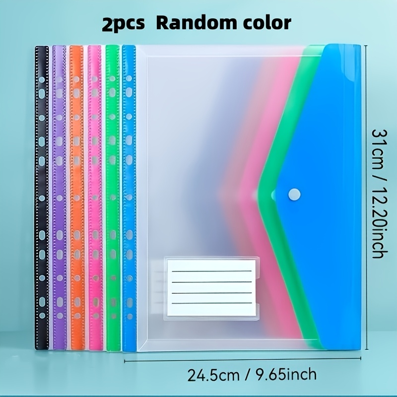 TEMU 2 Classeurs à expansion A4 avec bouton, pochettes pour classeur à 11 anneaux, organisateur de fichiers en plastique PP robuste, couleurs