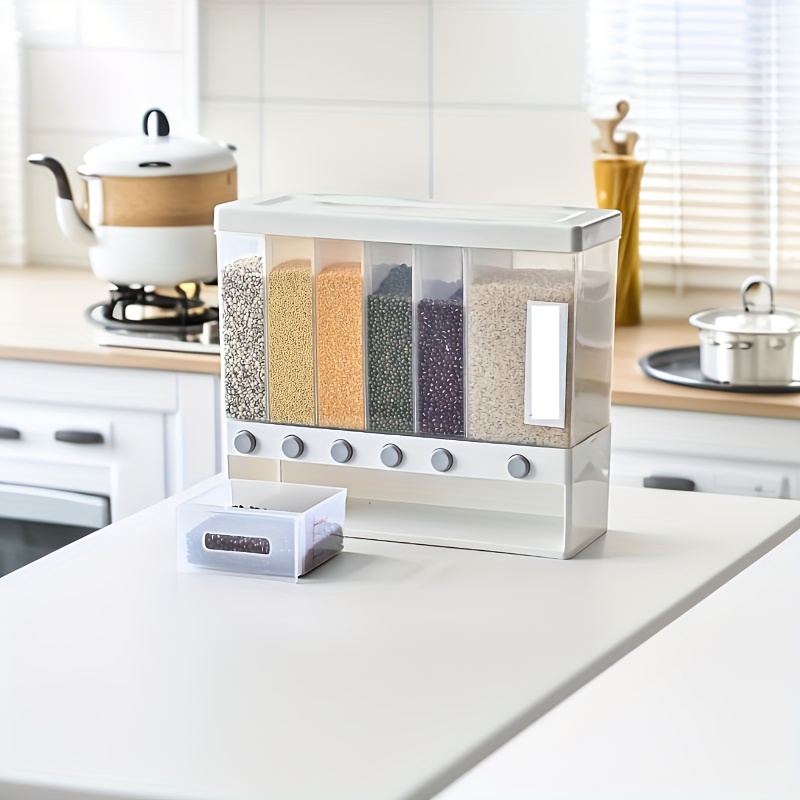 5 compartment airtight food storage container moisture pest resistant transparent multi purpose square plastic canister for   rice pet food more easy to clean reusable kitchen organizer with   lids Product details 5