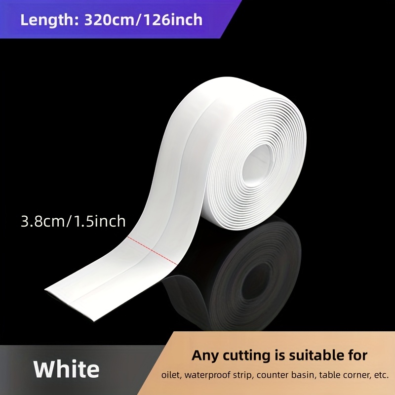 TEMU Caulk Tape Waterproof Self Adhesive,, Toilet Caulk Sealant Tape, Bathtub Caulk Sealing Strip Tape For Bathroom Caulking Tape Shower Caulk
