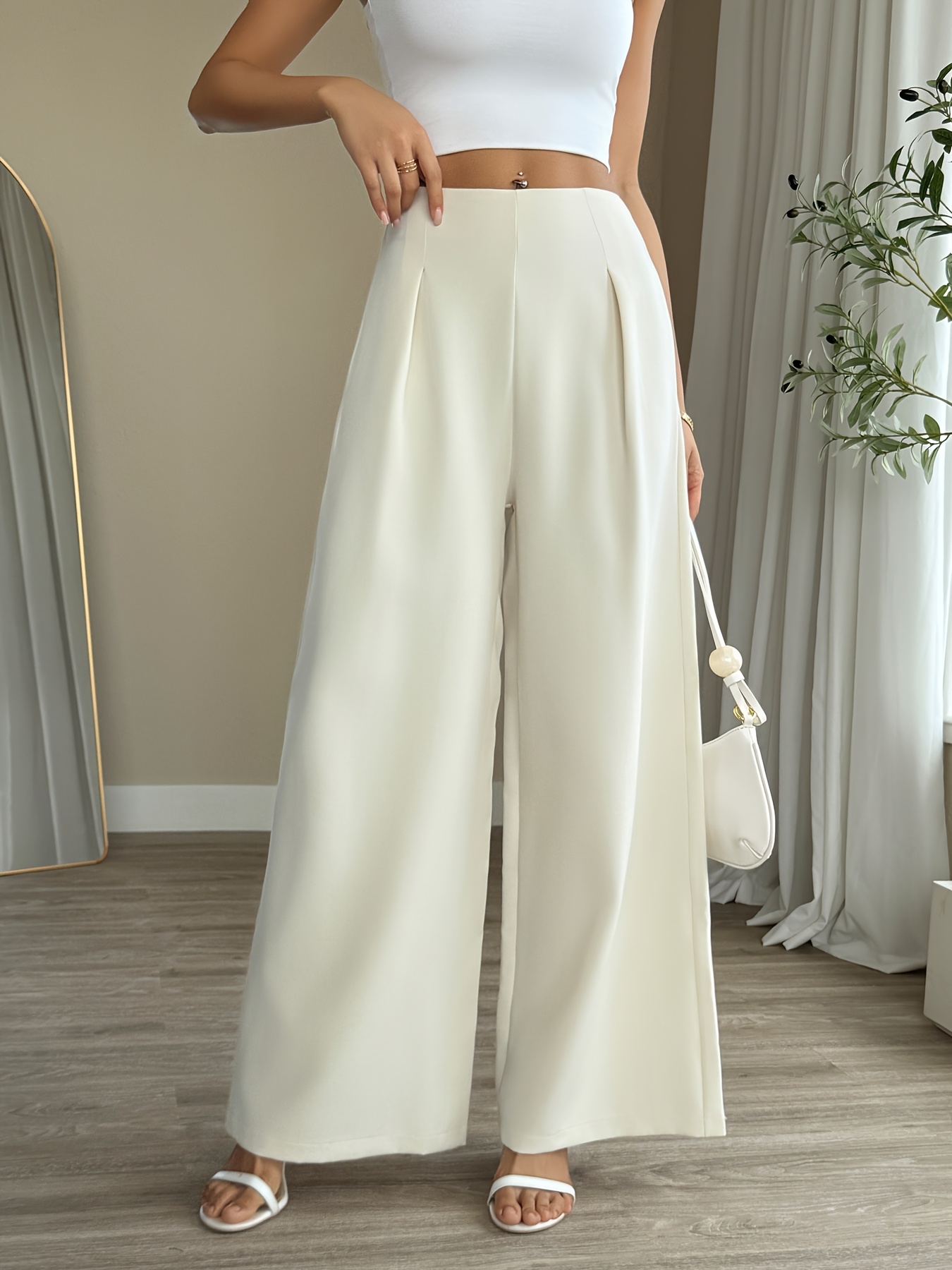 white wide leg pants sold on Temu United States