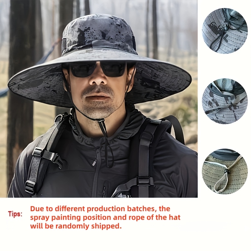 Image of 1pc Bucket Hat Men Wide Brim Sun Hat High Quality Breathable Fisherman Hat For Fishing, Hiking, Camping And Pattern Printing Are Sent Out
