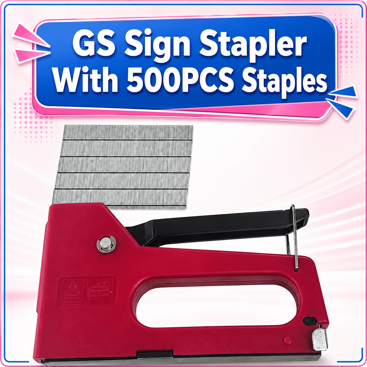 TEMU Durable Plastic Manual Staple Gun Kit With Heavy-duty Metal Mechanism, Hand Stapler With 500pcs For 4-8mm Fasteners, Ideal For Upholstery,