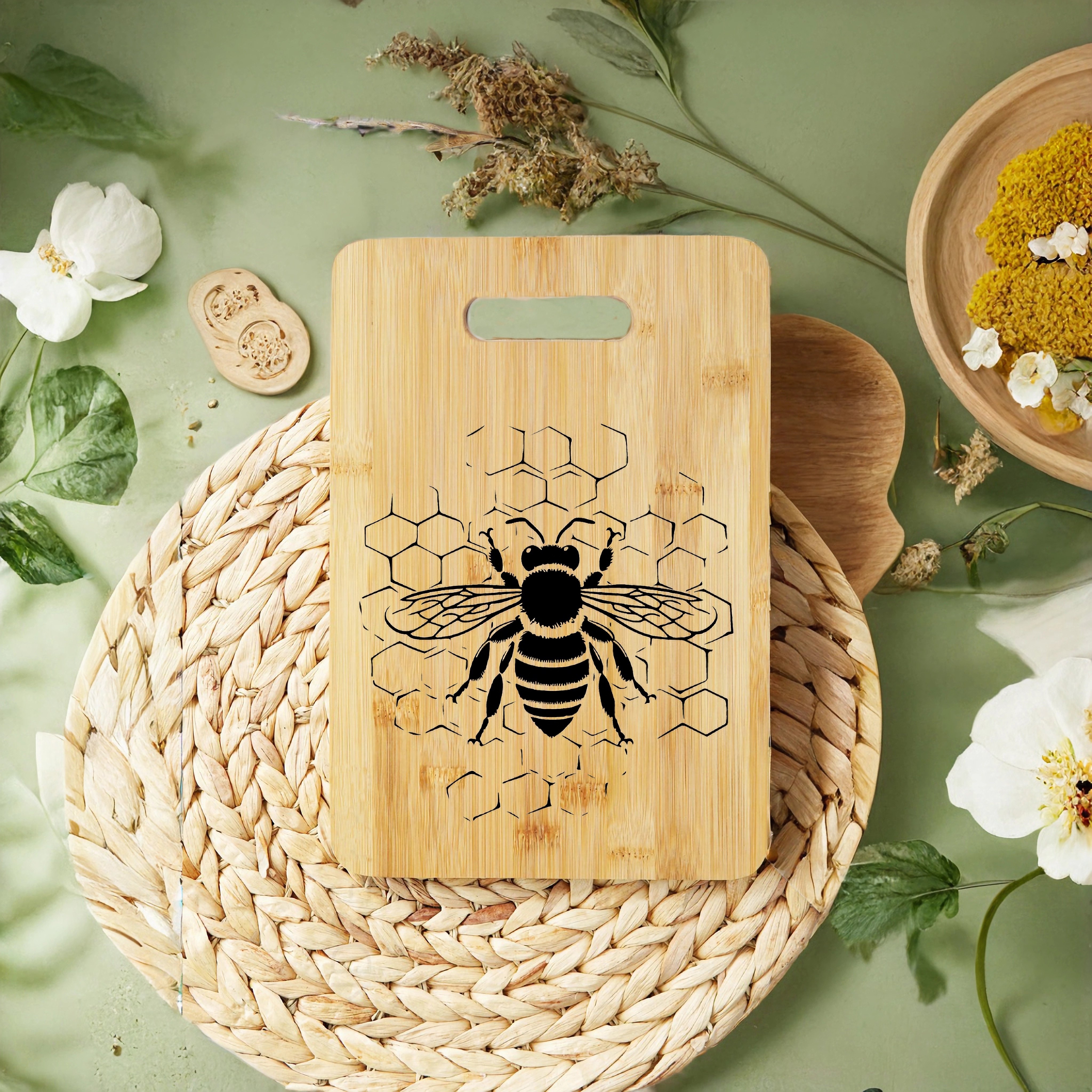 *. Bambus-Schneidebrett, Schneidebrett im Bienen-Design, lasergraviertes,  lustiges Bambus-Schneidebrett, Tier-Bambus-Schneidebrett, Kchen-Dekor *  kreatives Geschenk fr * und Freunde