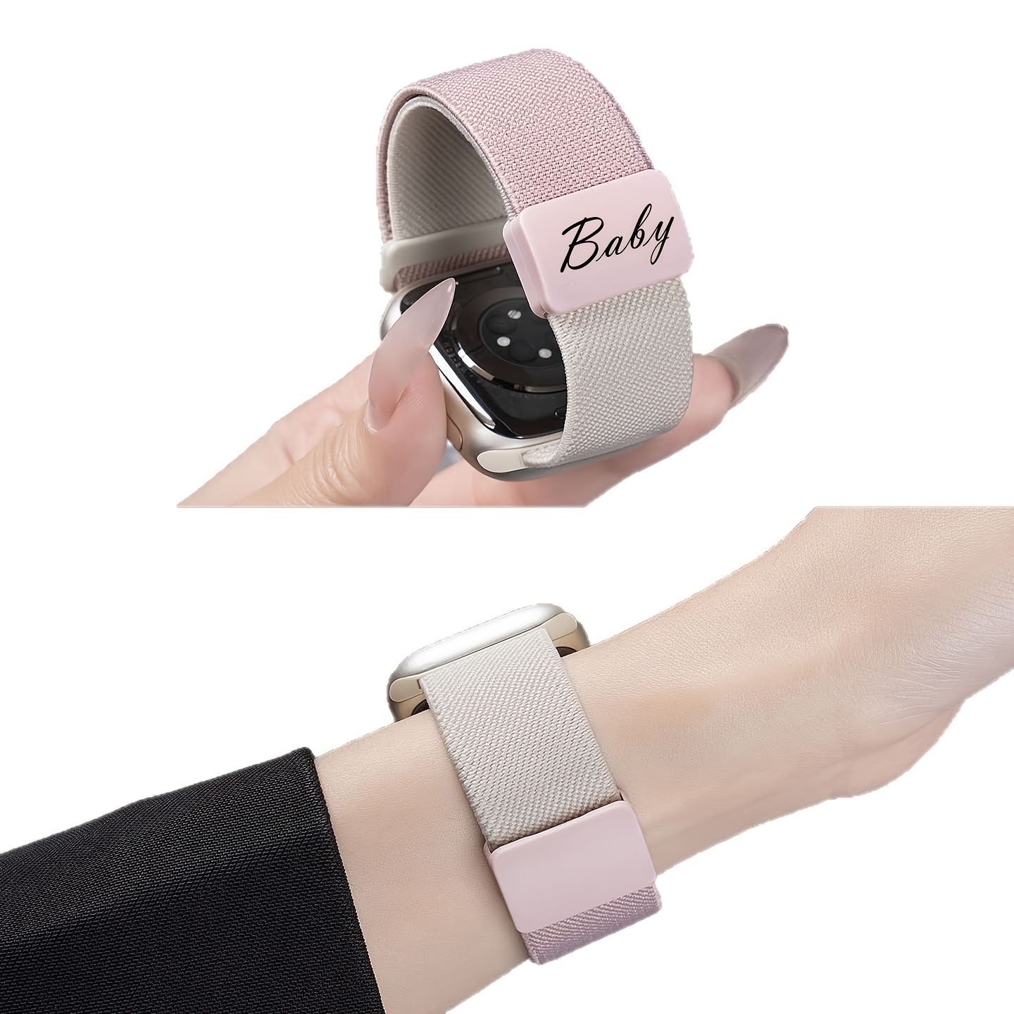 TEMU Customized Name Nylon Magnetic Watch Band, Valentine's Day Gift, Compatible With Watch Series S10, 9, 8, 7, 6, 5, 4, Se, Sizes 38mm, 40mm, 41mm,