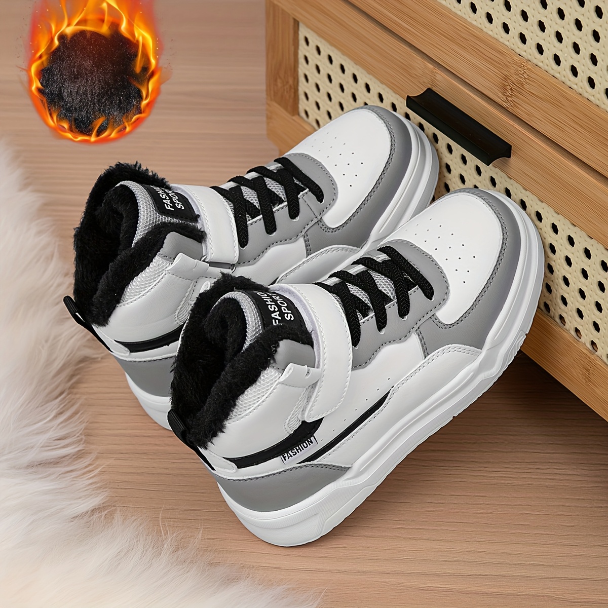 comfortable versatile kids sneakers autumn winter fleece - Temu Oman