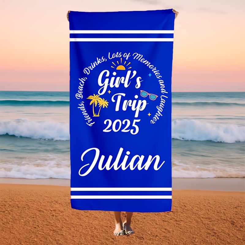 TEMU 1pc Customizable S Trip Name Beach Towel, S Weekend Gift, Gift, Matching S Trip Gift, Birthday Trip Beach Towel, Family Trip Beach Towel, Ultra