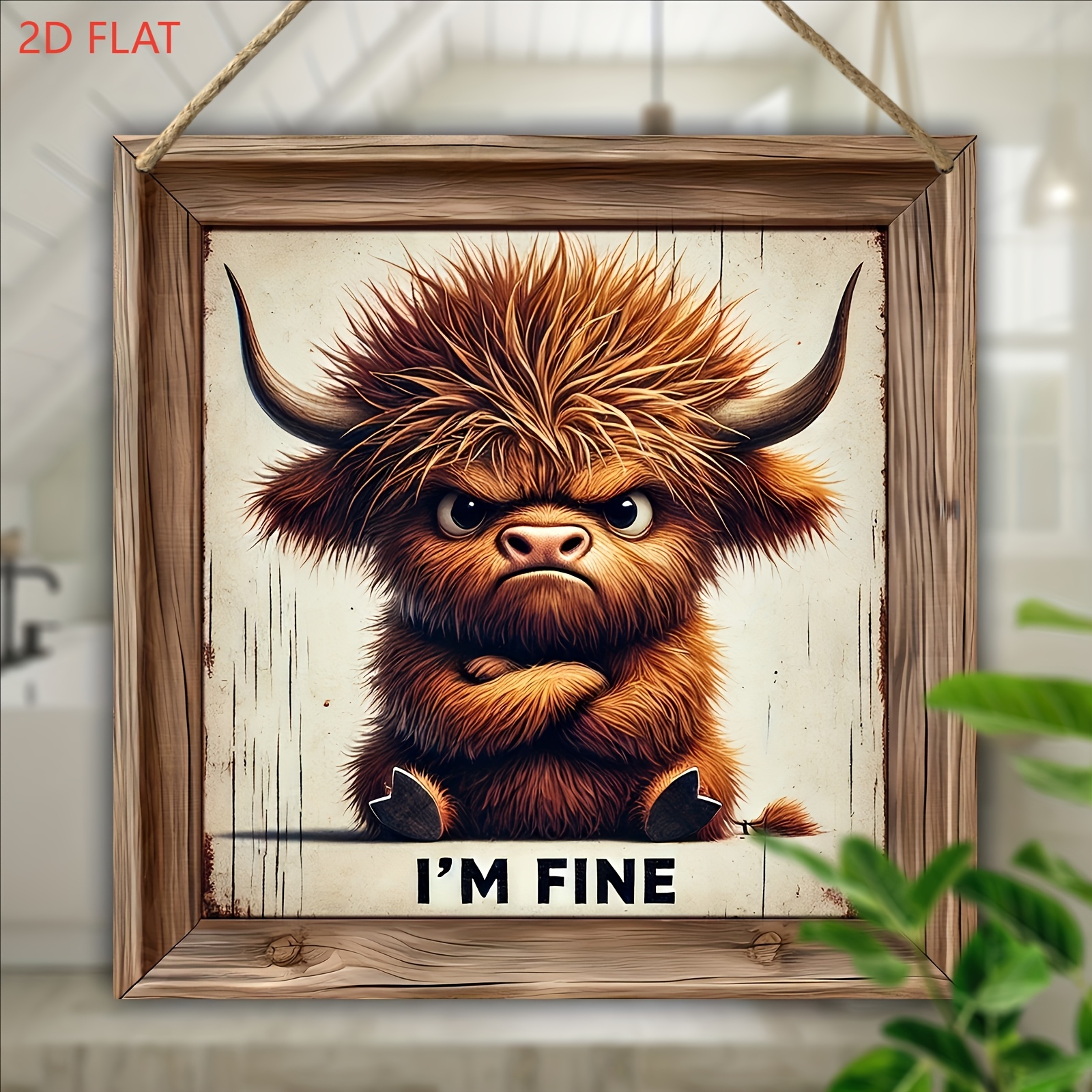 

Highland Cow Sign, Wooden, Wall Hanging, No Electricity Required, Made Of Manufactured Wood, With 2d Plane Craft Effect, For Home, Garden, Fences, Courtyards, Rooms, Seasonal And Gift Occasions