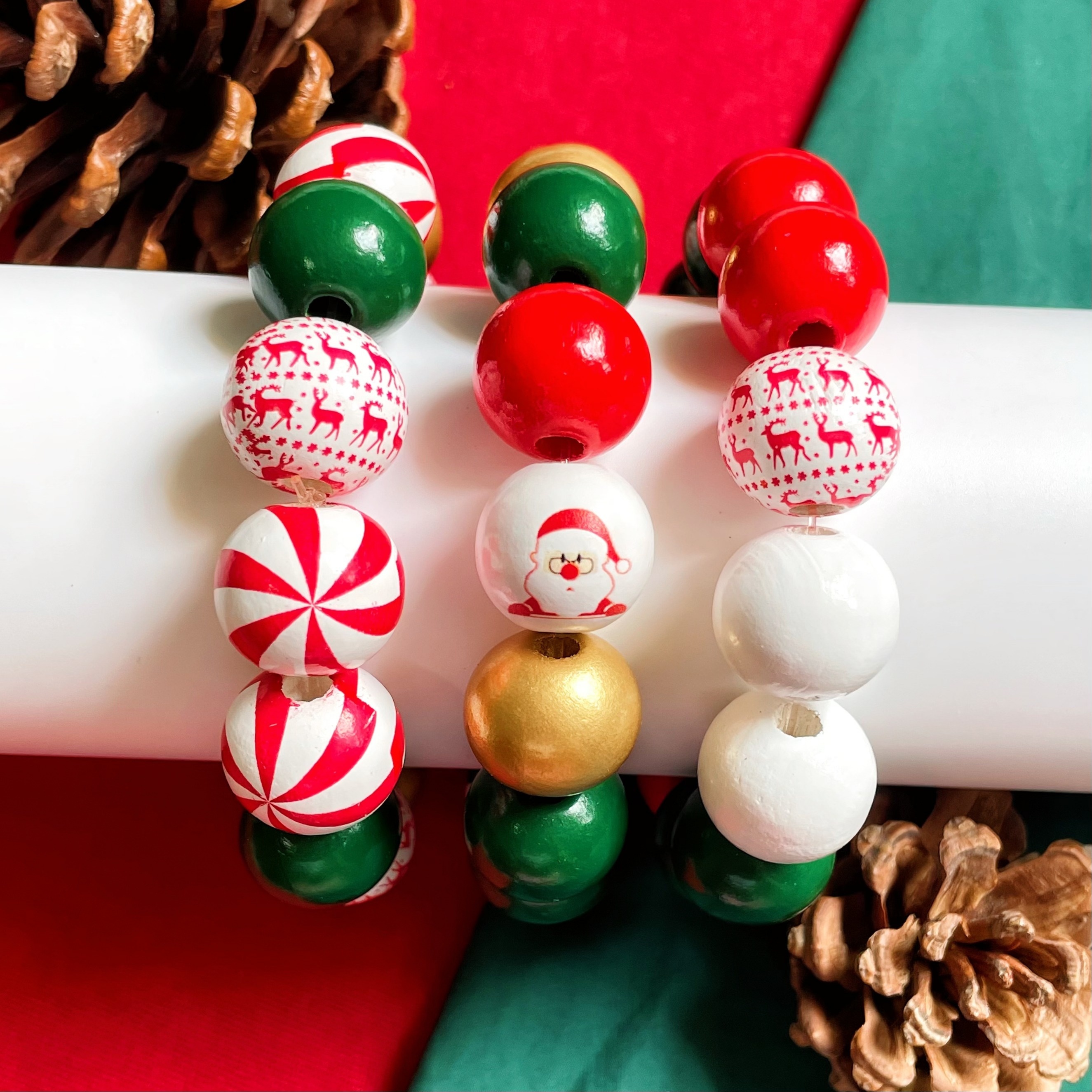 

3pcs Set: , Christmas Tree & Wooden Bracelets - For , & Parties