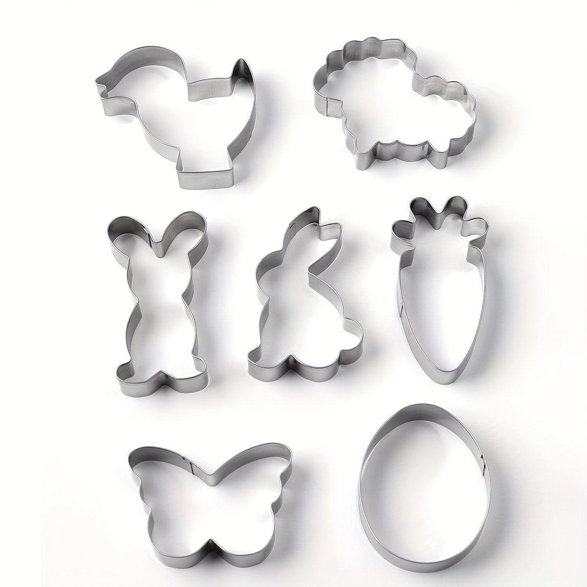 

7pcs Easter Cookie Cutters Set, Stainless Steel Bunny, , Egg Shapes Pastry Baking Diy Embossing Molds For Homemade Cookies