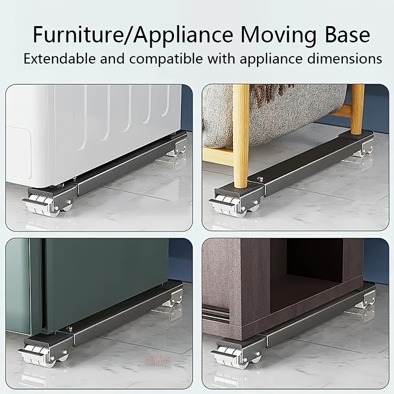 A Sturdy Solution for Moving Appliances! Adjustable-height Base for Refrigerators and Washing Machines, with a Load Capacity of up to 800 Lbs, Equipped with 24 Silent Casters, a Locking Mechanism, and Extendable Brackets, Perfect for Relocation