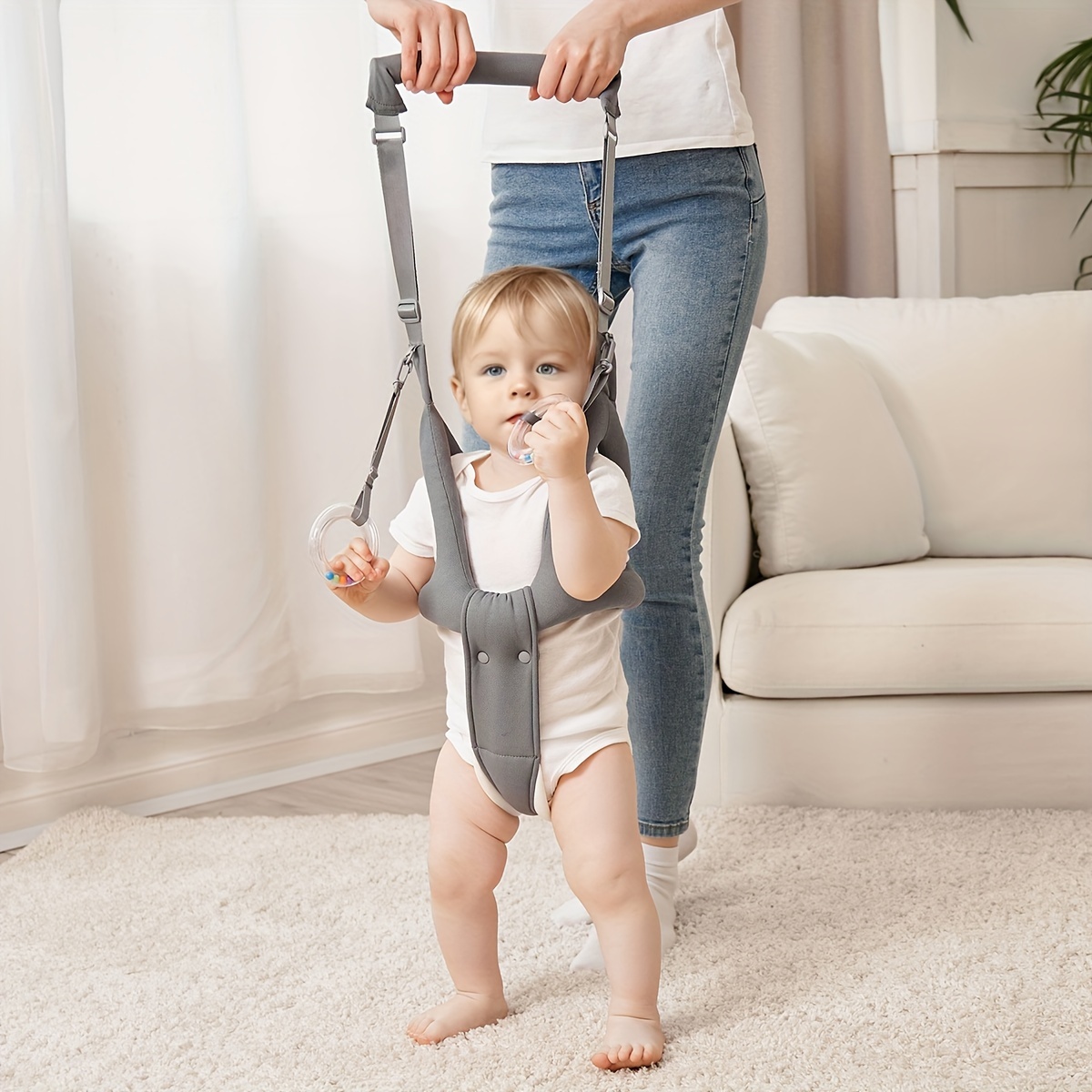 Arnés para caminar para bebés Andador de mano para bebés Cinturón auxiliar  Ajustable para niños pequeños Andador para bebés Arneses de seguridad  Ayudante de aprendizaje de pie y ca