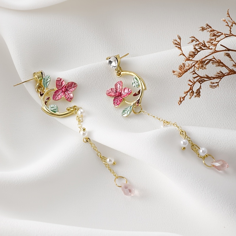 Women's Forest-Style Butterfly Tassel Drop Stud Earrings