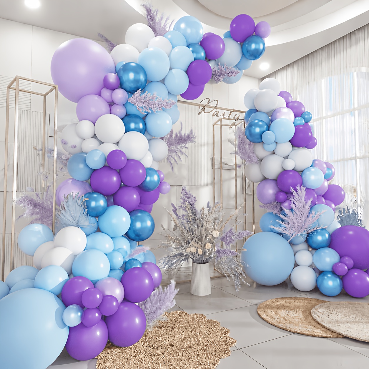 TEMU 104pcs White Light Purple Metal Blue Light Blue Metal Rose Red Latex Balloons 5in 10in 18in Suitable For Graduation Season Shower Gift Party