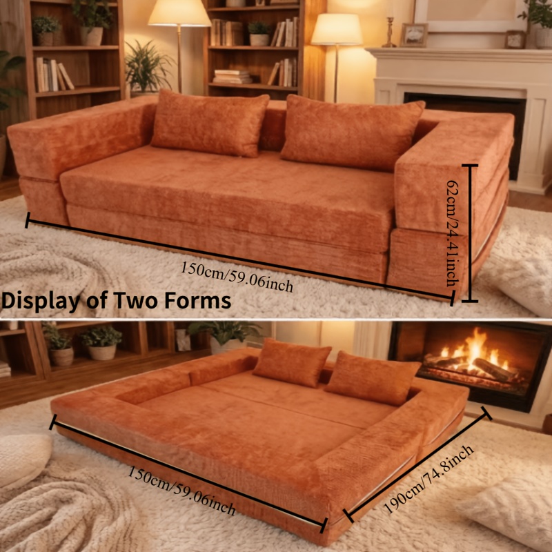 foldable foam sofa bed with roll bag storage modern sleeper sofa suitable for small spaces apartments dorms portable bed for guest rooms no   space saving