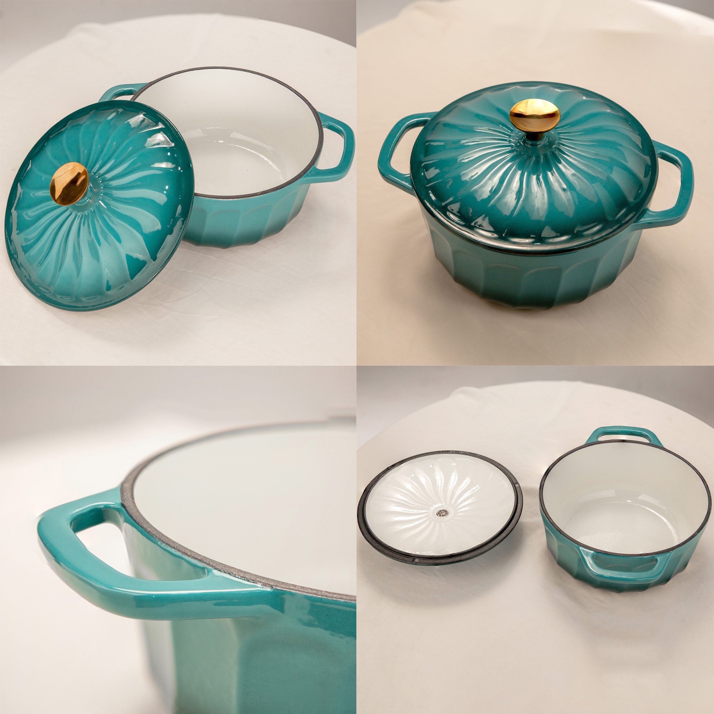 Casserole émaillée Avec Couvercle - Aluminium - Jaune/rouge/blanc - Camping Ou Cuisine
