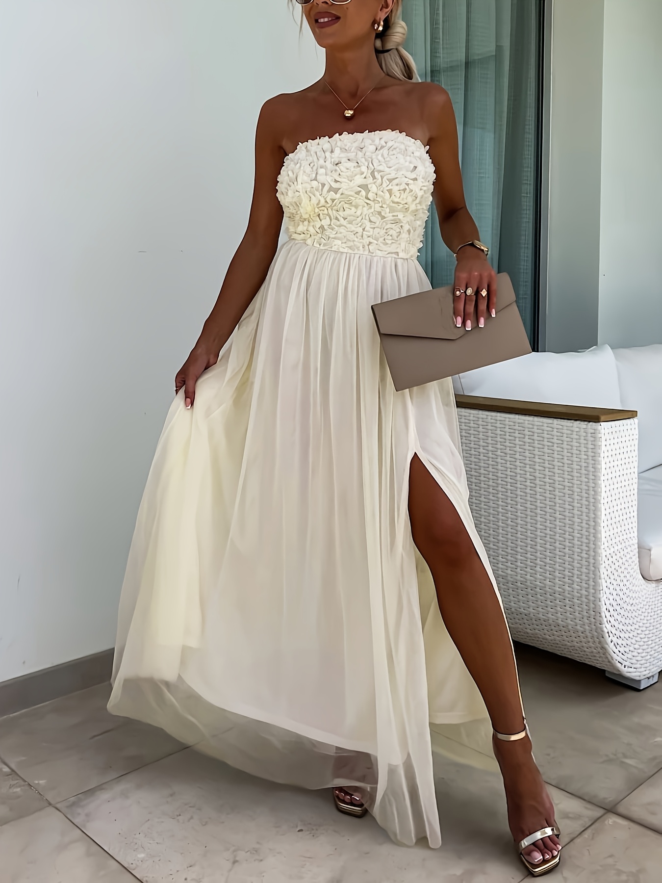 cream dresses sold on Temu Republic of Korea