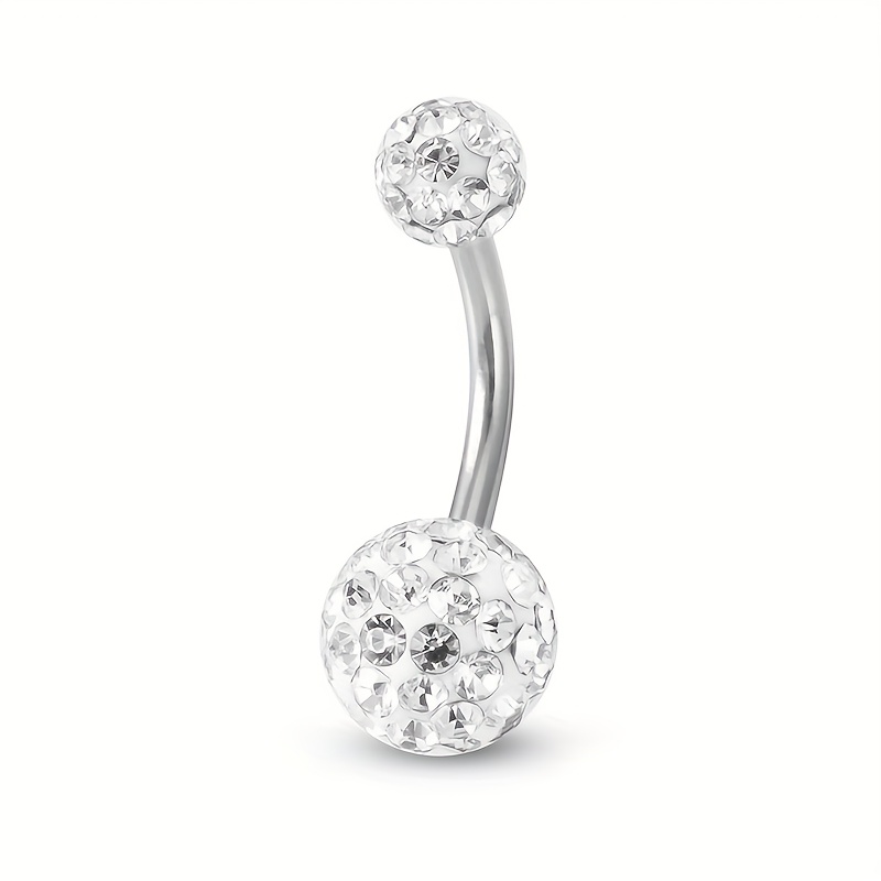 Image of 1/5pcs Synthetic Zirconia Belly Button Rings, Navel Piercing Stainless Steel Body Jewelry Belly Stud, 14 Gauge, Elegant Style, For Daily And Party Occasion