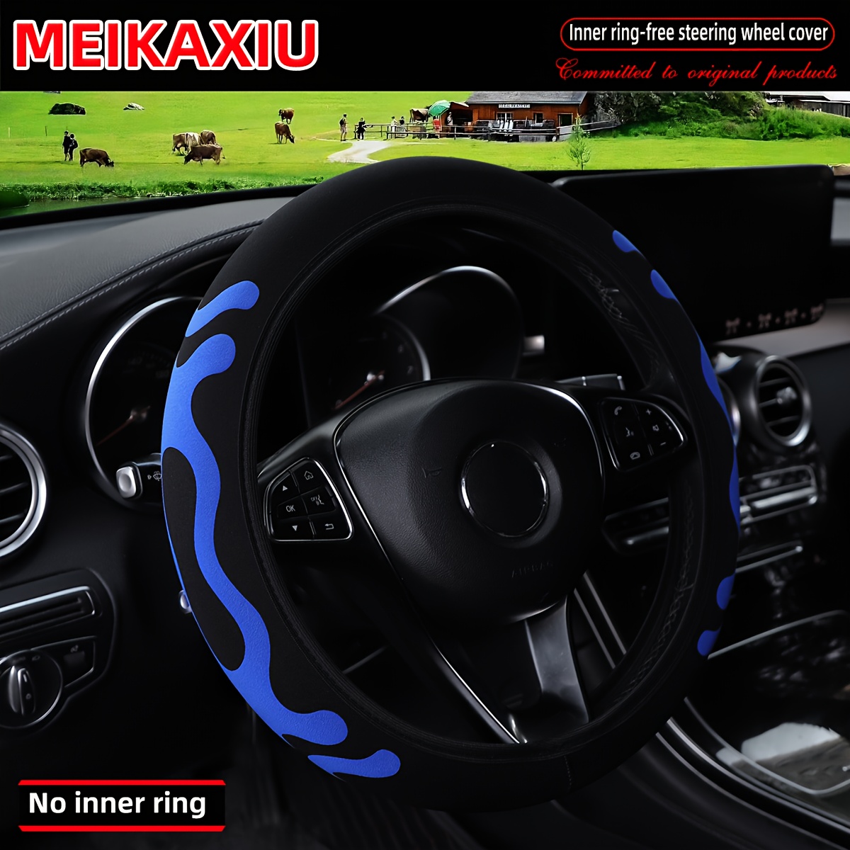 TEMU 1pc Diving Material 3d Foam Artistic Comfortable Elastic Car Steering Wheel Cover Without Suitable For -15 Inch Car Decoration Supplies Women's
