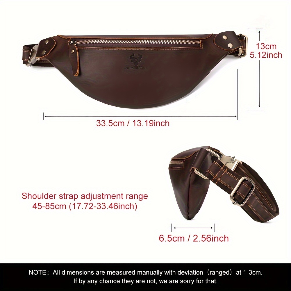 HUMERPAUL Vintage Style Genuine Leather Waist Bag