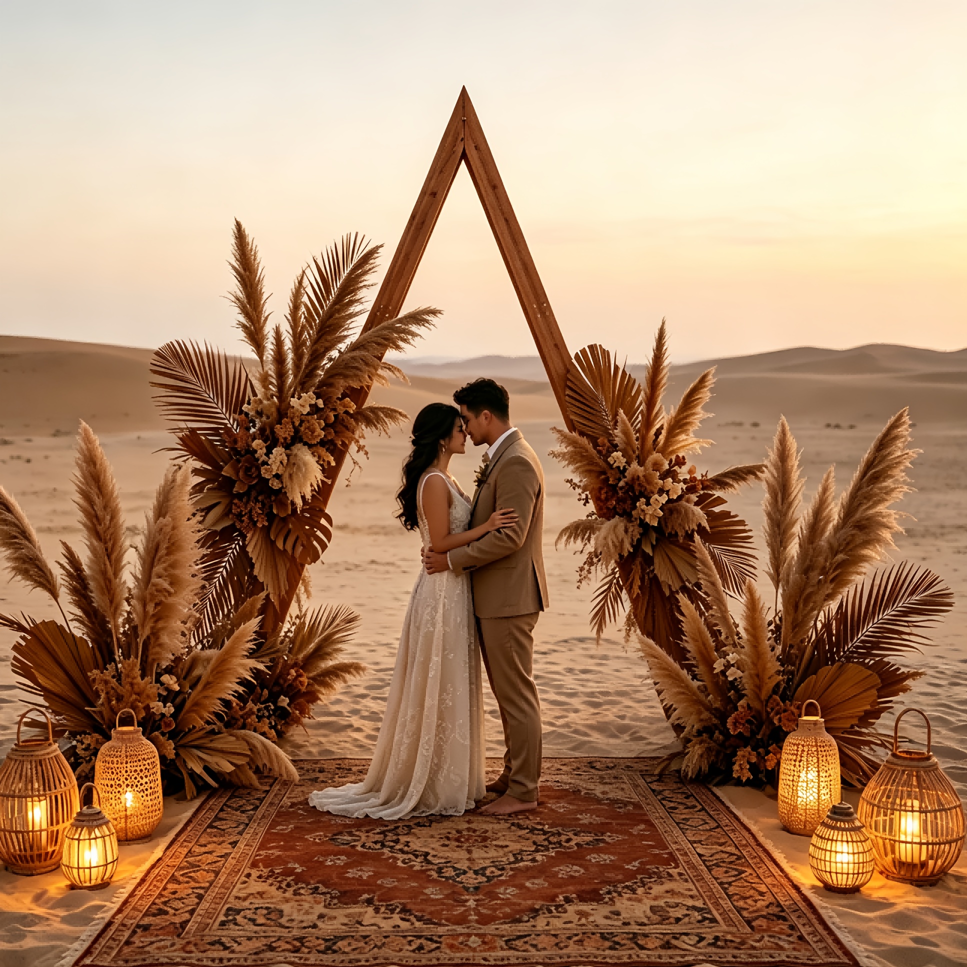 Image of 3.1m Rustic Wooden Wedding Arch Vintage Boho Style Triangle Backdrop Stand With Easy Assembly For Weddings, Parties, Proposals Pine Wood, Wedding Decor