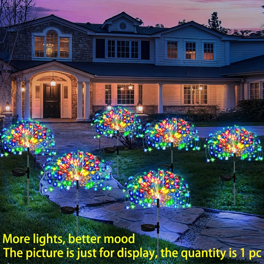 TEMU Solar Outdoor Light Fireworks Light Outdoor Decoration Promotion 8 Lighting , Valentine's Day Home Christmas Decoration Promotion -60/ 200/ 300/