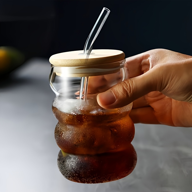 VITEVER Mini Bubble Tea Tazze con coperchio e cannuccia, confezione da